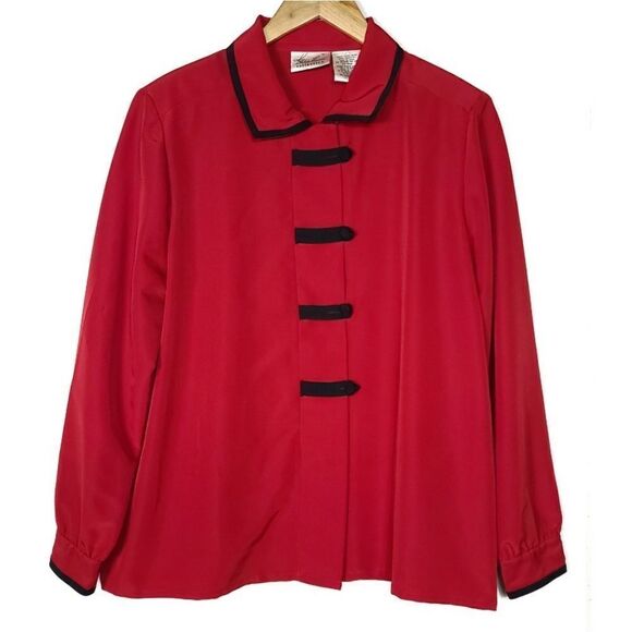 Kathie Lee Collection Red Button Down Blouse - Picture 1 of 9